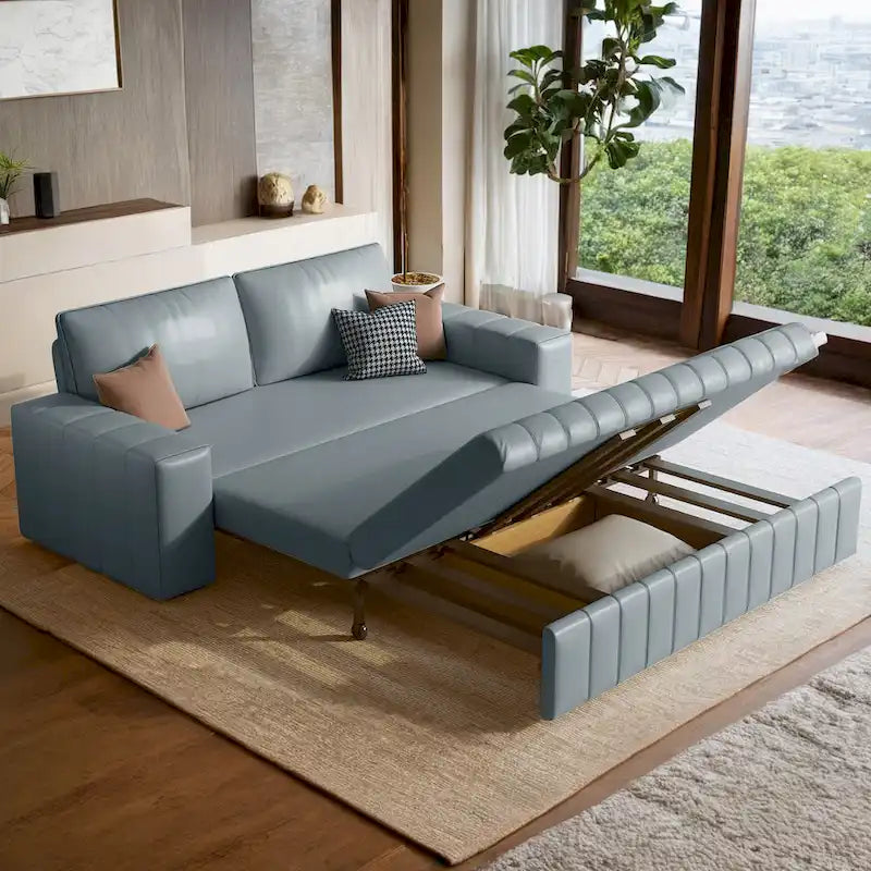 JASIWAY Modern Upholstered Loveseat Sleeper Sofa Bed with Storage