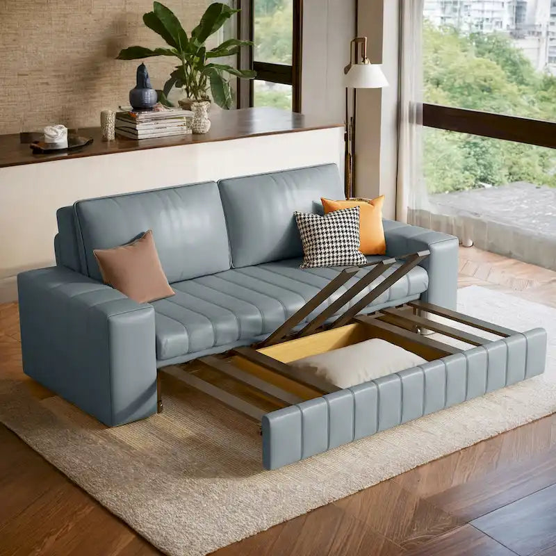 JASIWAY Modern Upholstered Loveseat Sleeper Sofa Bed with Storage