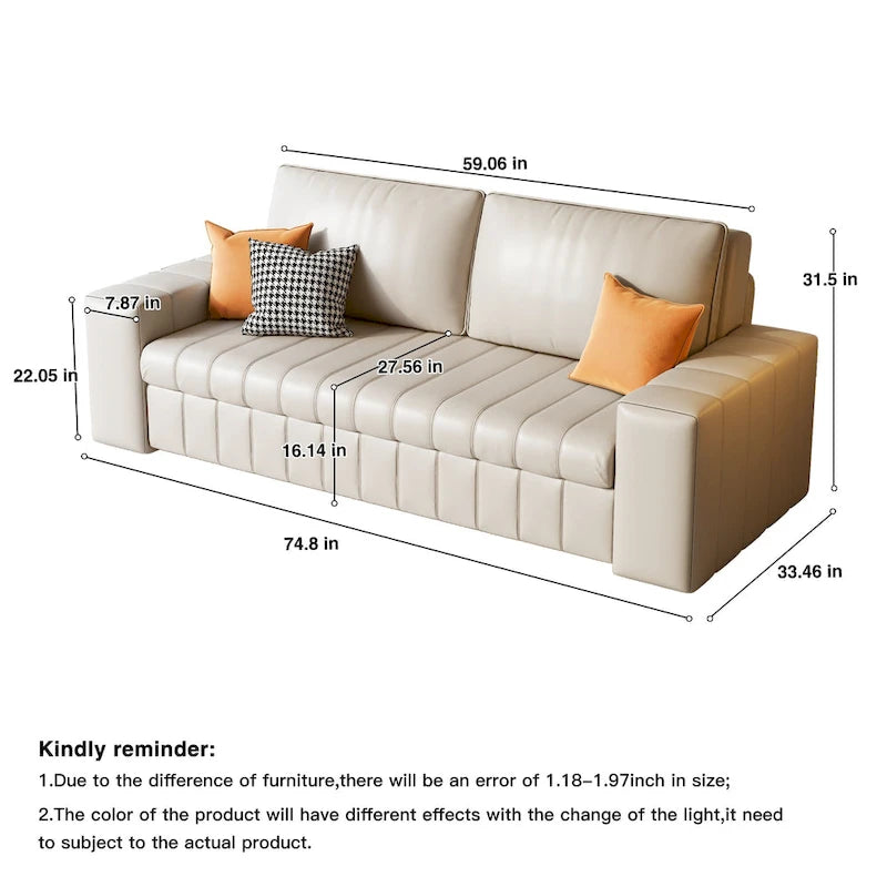 JASIWAY Modern Upholstered Loveseat Sleeper Sofa Bed with Storage