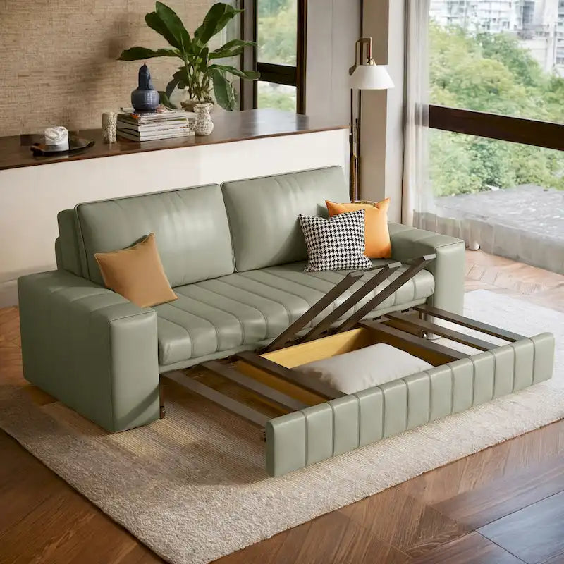 JASIWAY Modern Upholstered Loveseat Sleeper Sofa Bed with Storage