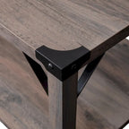 2-Tier Coffee Table with Metal Side Braces and Corner Caps