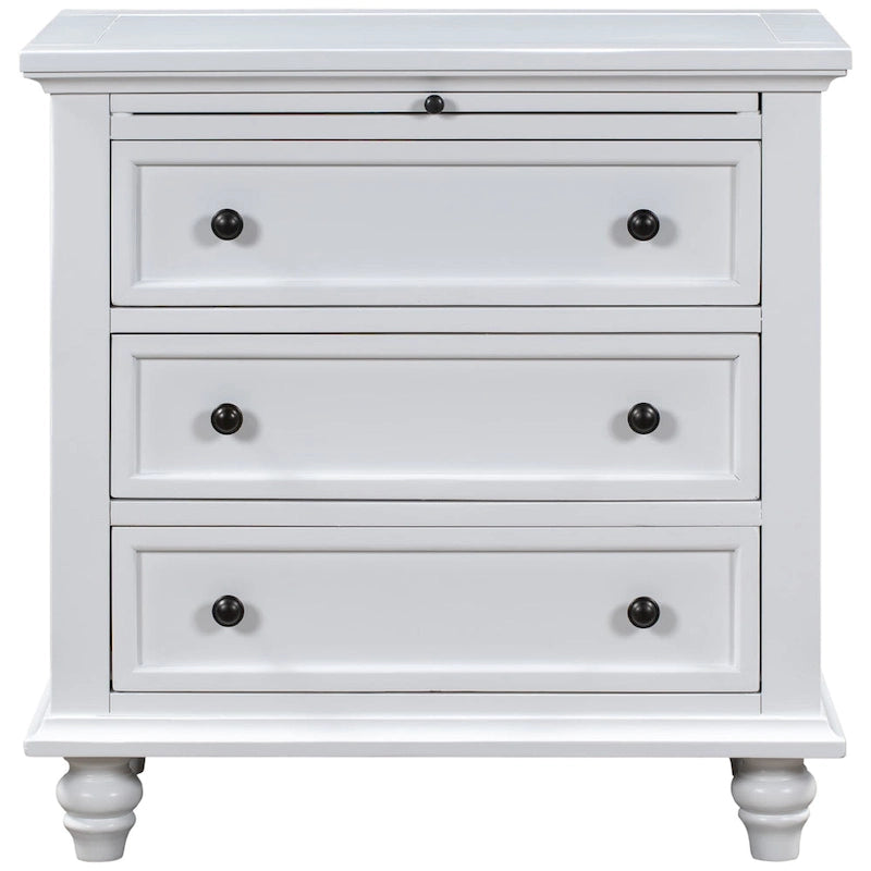 3-Drawer Storage Wood Cabinet, End Table with Pull out Tray