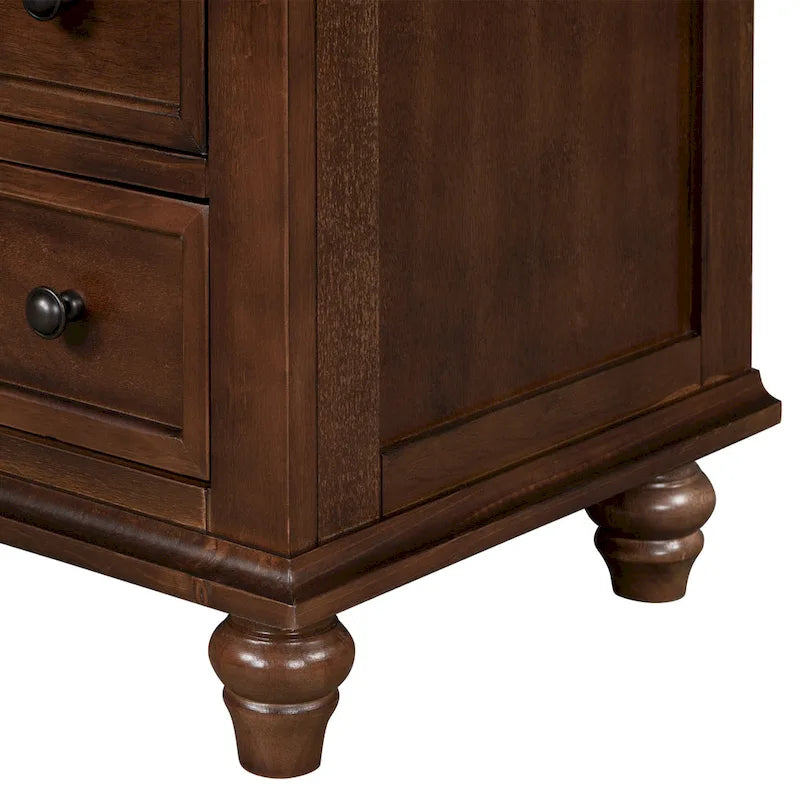 3-Drawer Storage Wood Cabinet, End Table with Pull out Tray