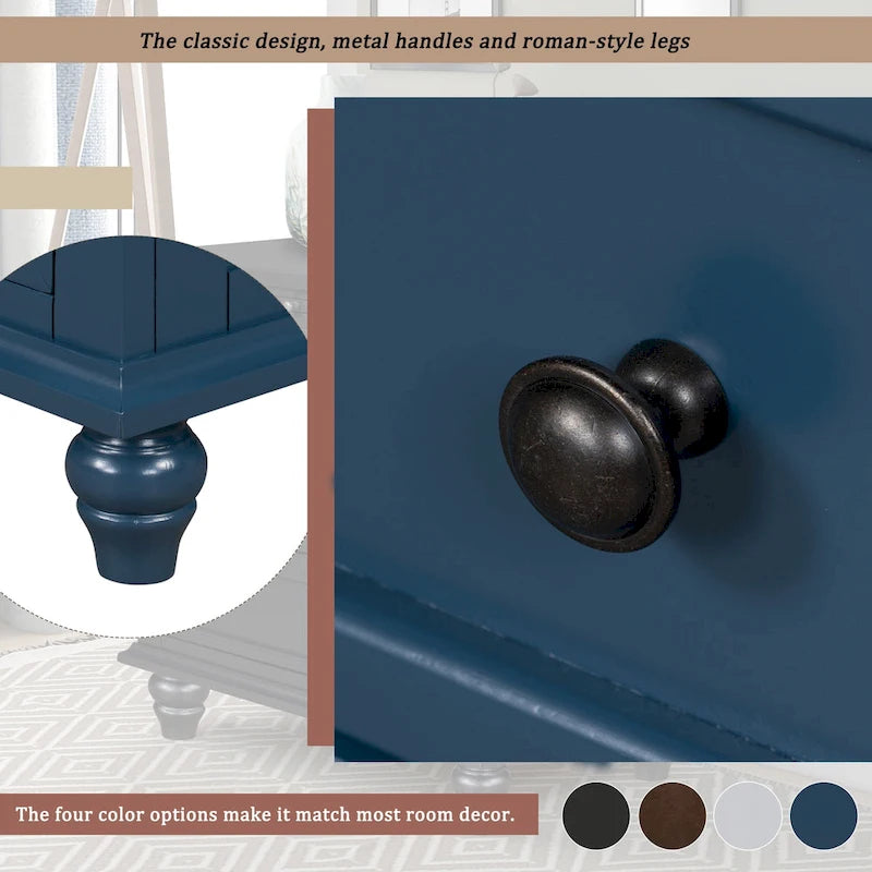 3-Drawer Storage Wood Cabinet, End Table with Pull out Tray