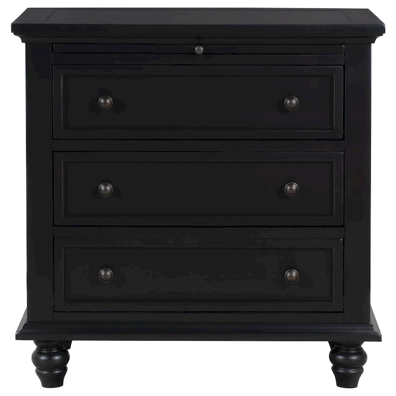 3-Drawer Storage Wood Cabinet, End Table with Pull out Tray