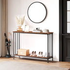 2 Tier Retro Console Table with MDF Shelf Storage - 41.3