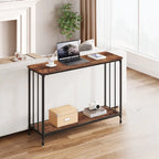 2 Tier Retro Console Table with MDF Shelf Storage - 41.3