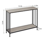 2 Tier Retro Console Table with MDF Shelf Storage - 41.3