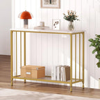 2 Tier Retro Console Table with MDF Shelf Storage - 41.3