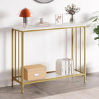 2 Tier Retro Console Table with MDF Shelf Storage - 41.3