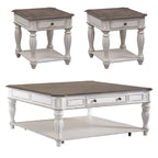 Magnolia Manor Antique White Weathered Bark 3-piece Cocktail Table Set