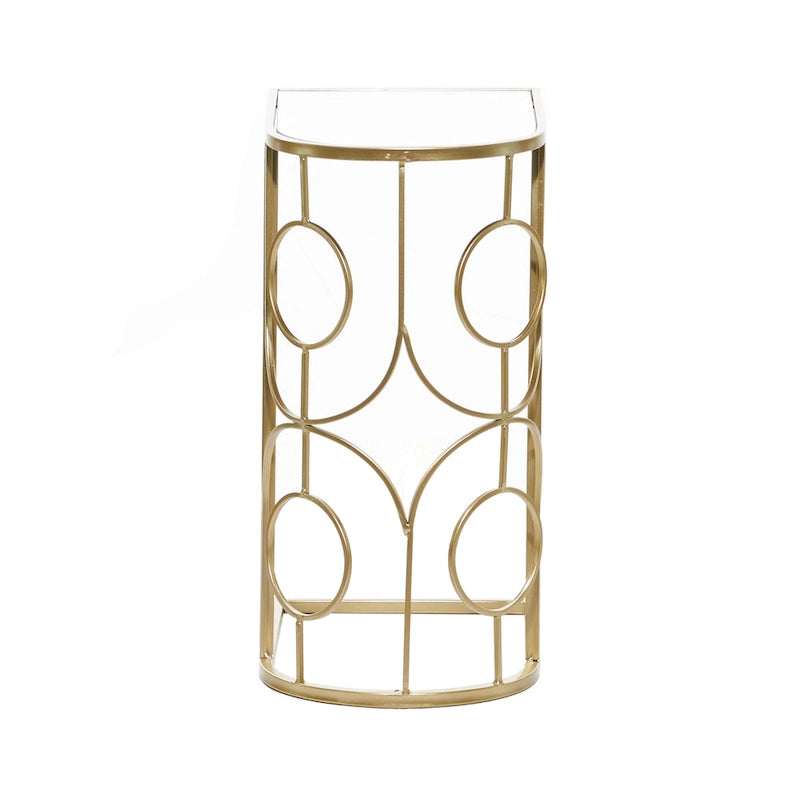 Metal Geometric Accent Table with Mirrored Glass Top - Gold - Roche River Decor - 19W x 12L x 24H