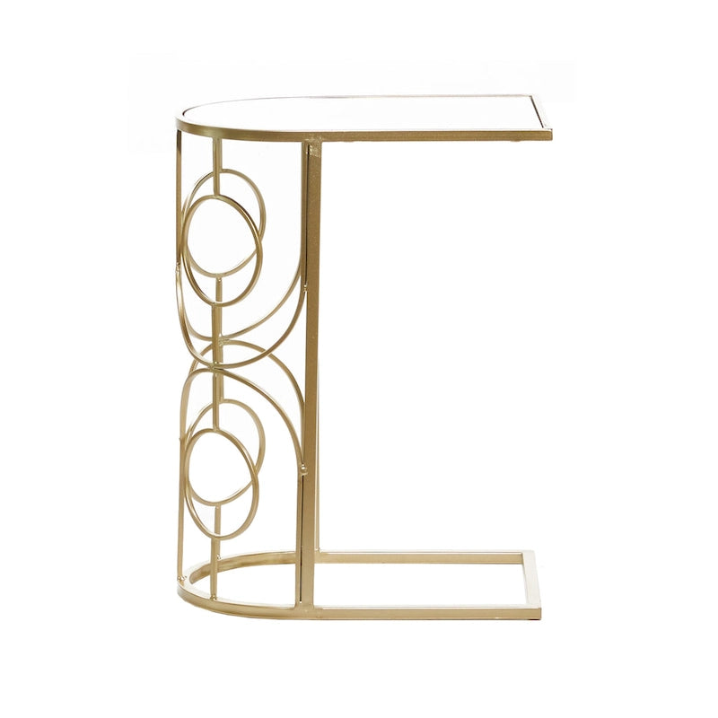 Metal Geometric Accent Table with Mirrored Glass Top - Gold - Roche River Decor - 19W x 12L x 24H
