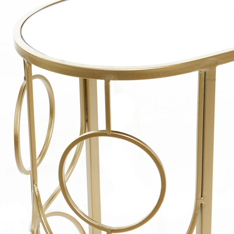 Metal Geometric Accent Table with Mirrored Glass Top - Gold - Roche River Decor - 19W x 12L x 24H