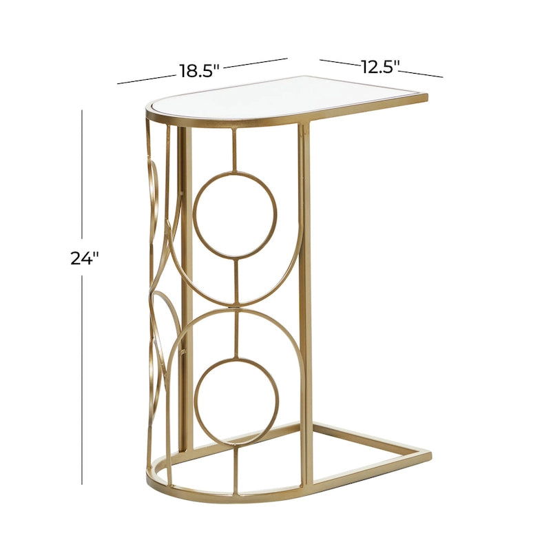 Metal Geometric Accent Table with Mirrored Glass Top - Gold - Roche River Decor - 19W x 12L x 24H