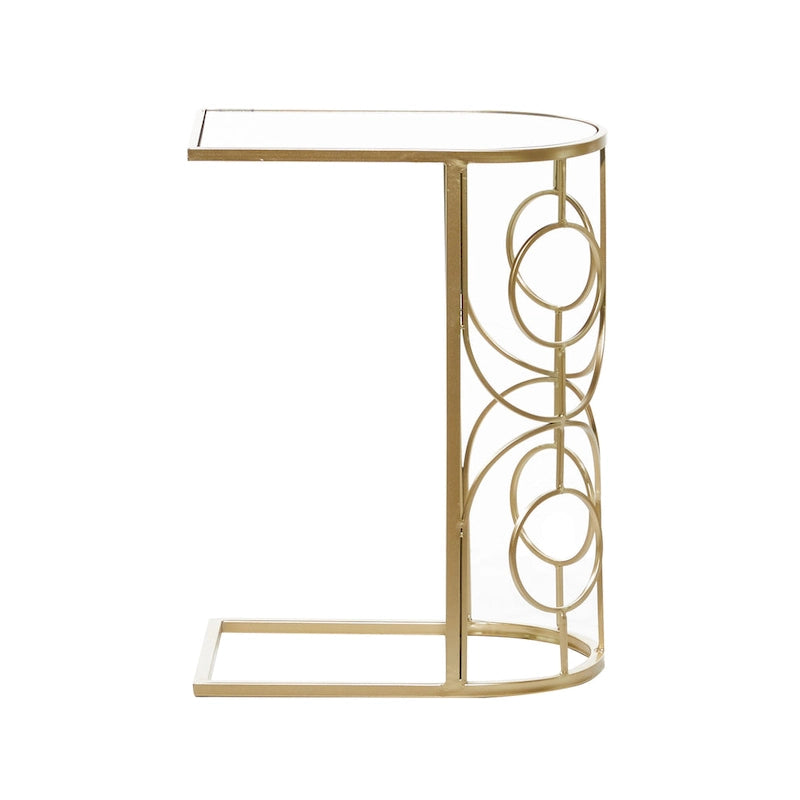 Metal Geometric Accent Table with Mirrored Glass Top - Gold - Roche River Decor - 19W x 12L x 24H