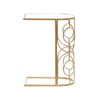 Metal Geometric Accent Table with Mirrored Glass Top - Gold - Roche River Decor - 19W x 12L x 24H