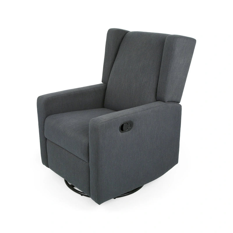Hounker Contemporary Upholstered Swivel Recliner by Christopher Knight Home