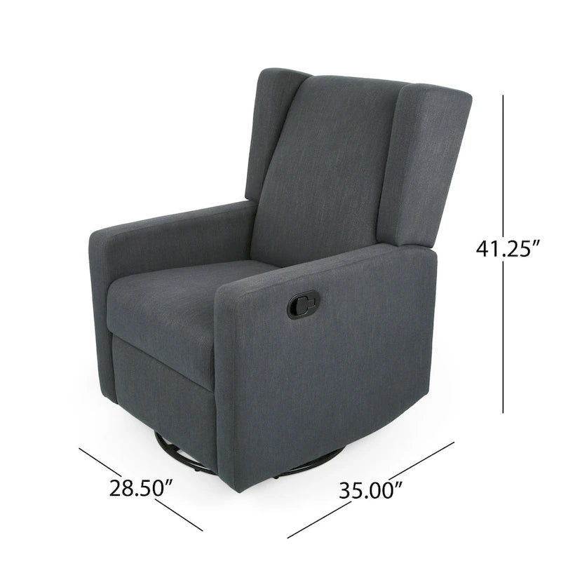Hounker Contemporary Upholstered Swivel Recliner by Christopher Knight Home