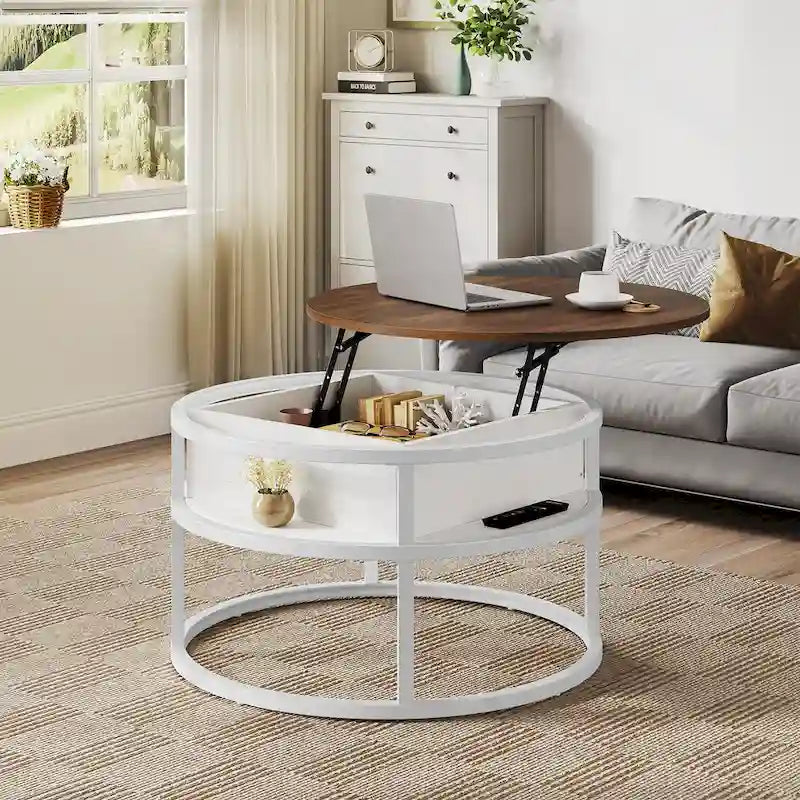 Moasis Round Lift Top Coffee Table with Hidden Storage