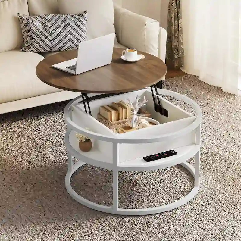 Moasis Round Lift Top Coffee Table with Hidden Storage