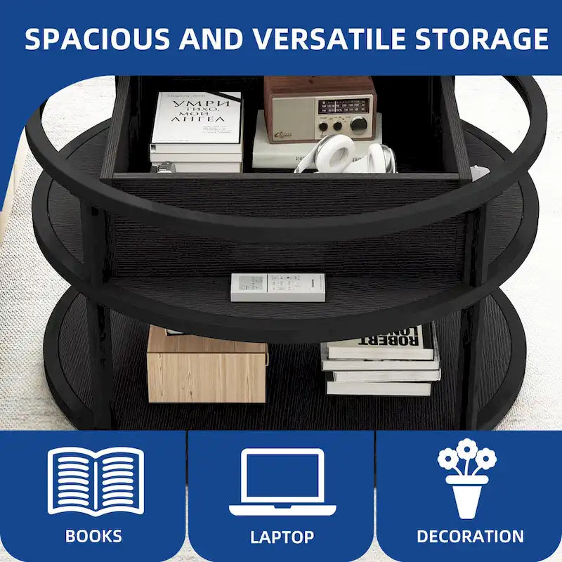 Moasis Round Lift Top Coffee Table with Hidden Storage