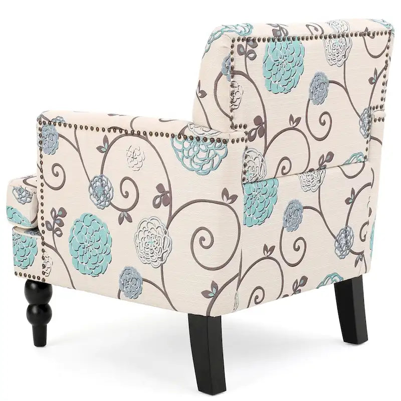Harrison Floral Fabric Tufted Club Chair by Christopher Knight Home - 28.00 L x 29.50 W x 33.50 H