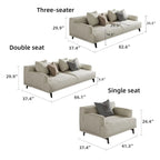 Modern Gray Cotton Linen Upholstered Sofa for Living Room