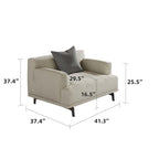 Modern Gray Cotton Linen Upholstered Sofa for Living Room