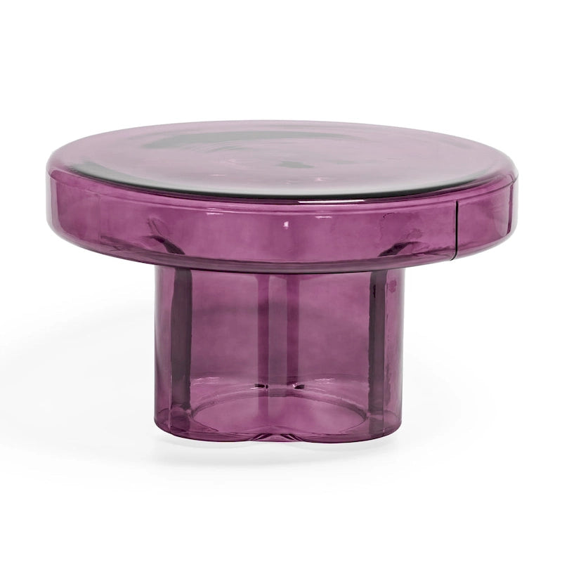 Modern Artistic Flower Glass Round Coffee Table Side Table