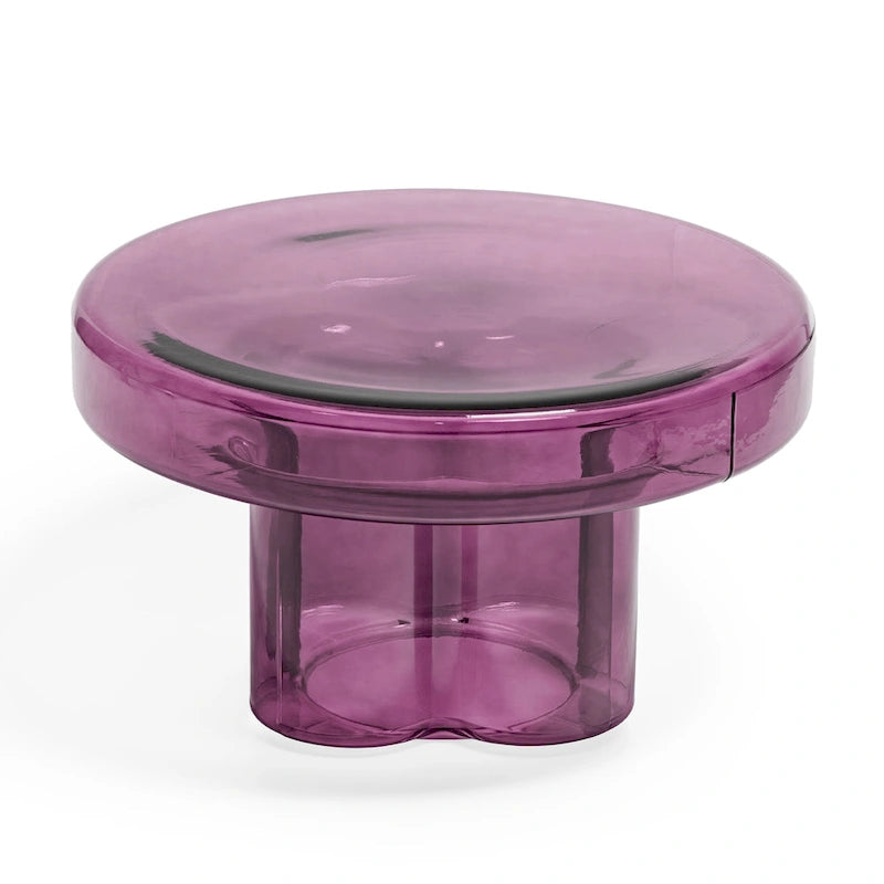 Modern Artistic Flower Glass Round Coffee Table Side Table