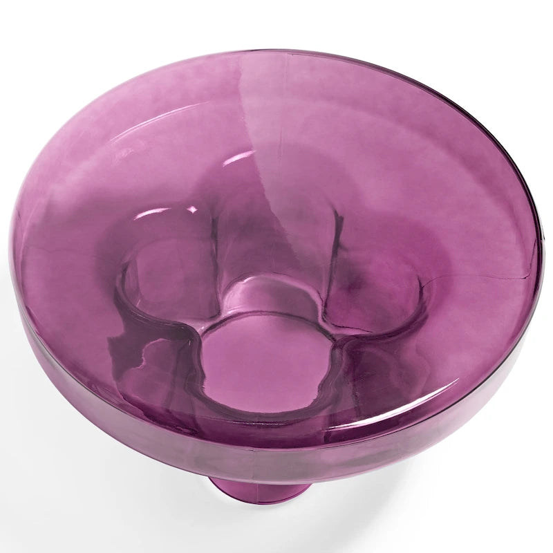 Modern Artistic Flower Glass Round Coffee Table Side Table