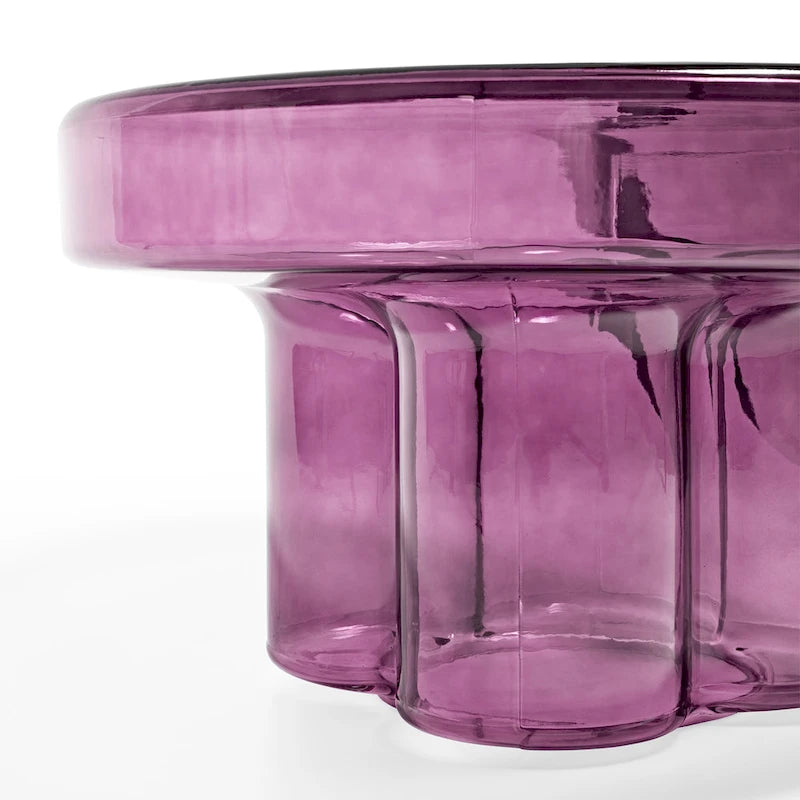 Modern Artistic Flower Glass Round Coffee Table Side Table