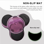 Modern Artistic Flower Glass Round Coffee Table Side Table