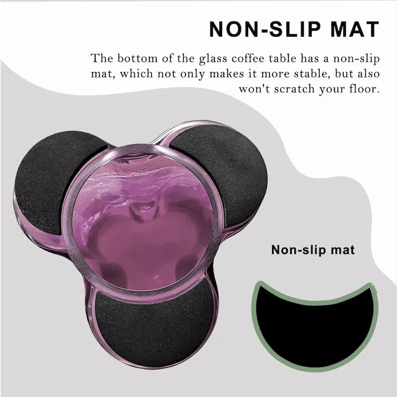 Modern Artistic Flower Glass Round Coffee Table Side Table