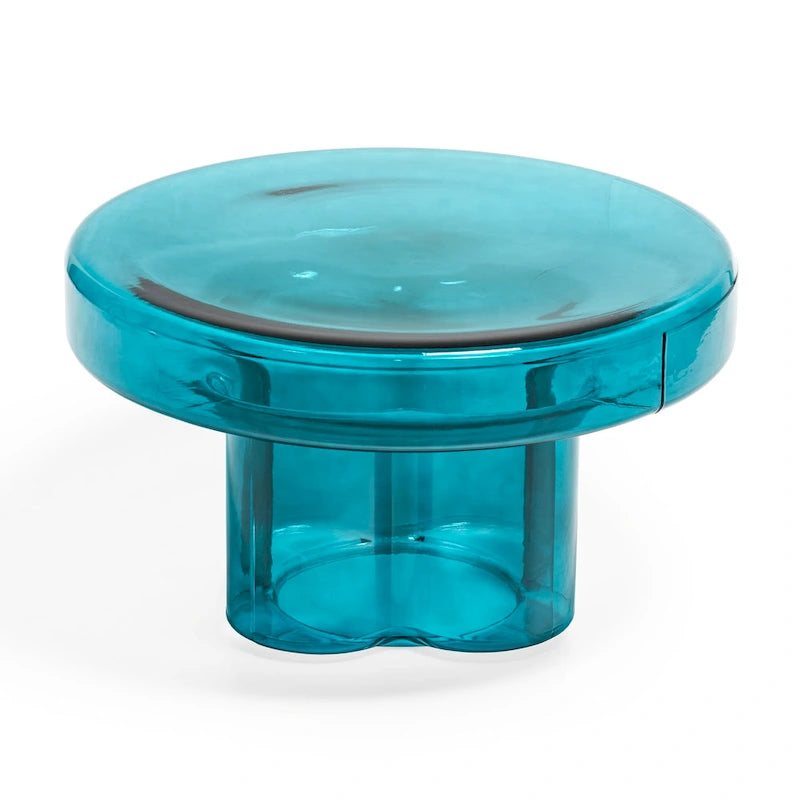 Modern Artistic Flower Glass Round Coffee Table Side Table