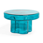 Modern Artistic Flower Glass Round Coffee Table Side Table