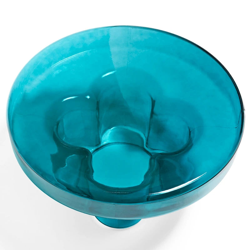 Modern Artistic Flower Glass Round Coffee Table Side Table