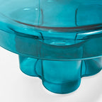 Modern Artistic Flower Glass Round Coffee Table Side Table