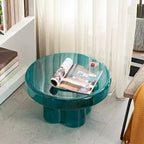 Modern Artistic Flower Glass Round Coffee Table Side Table