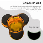 Modern Artistic Flower Glass Round Coffee Table Side Table