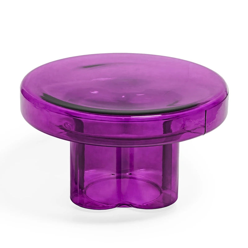 Modern Artistic Flower Glass Round Coffee Table Side Table