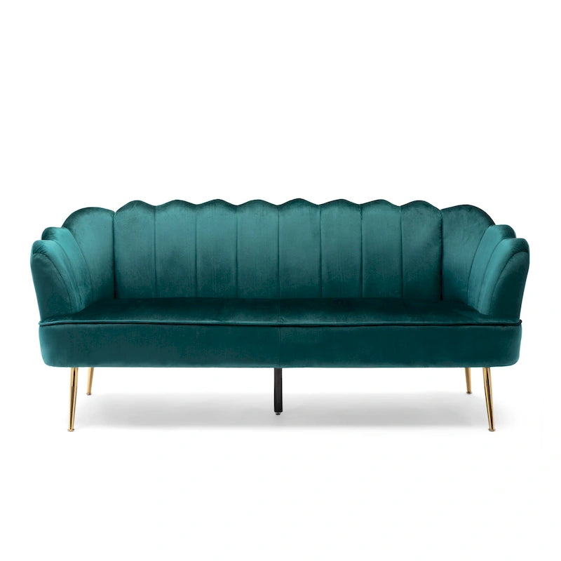Reitz Glam Velvet Shell 3 Seater Sofa by Christopher Knight Home - 76.25 L x 29.25 W x 33.50 H