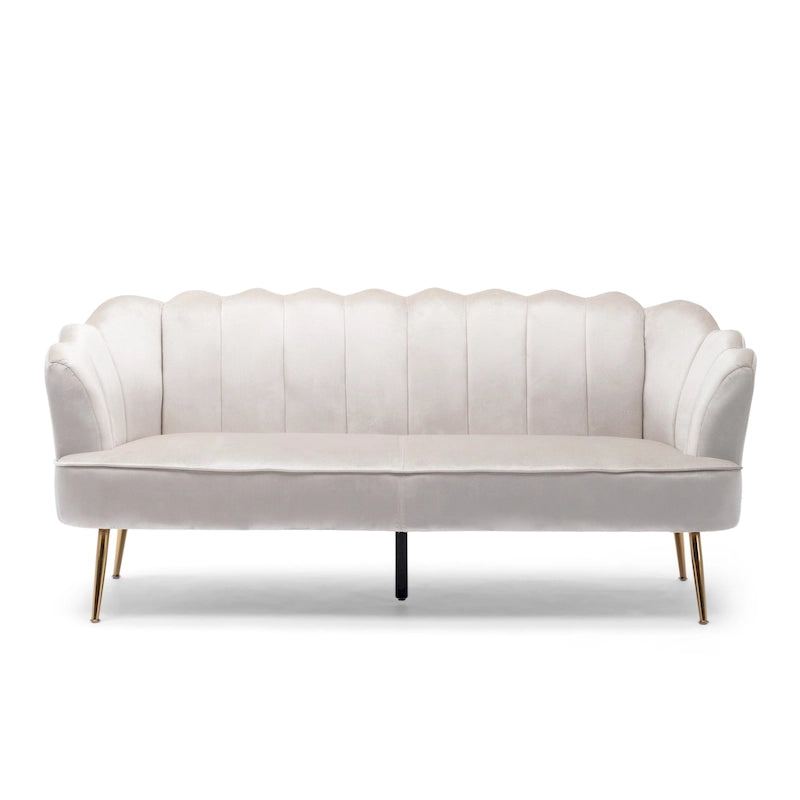 Reitz Glam Velvet Shell 3 Seater Sofa by Christopher Knight Home - 76.25 L x 29.25 W x 33.50 H