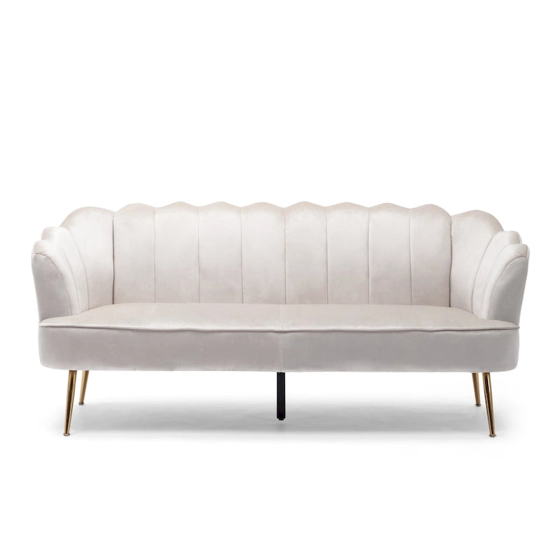 Reitz Glam Velvet Shell 3 Seater Sofa by Christopher Knight Home - 76.25 L x 29.25 W x 33.50 H