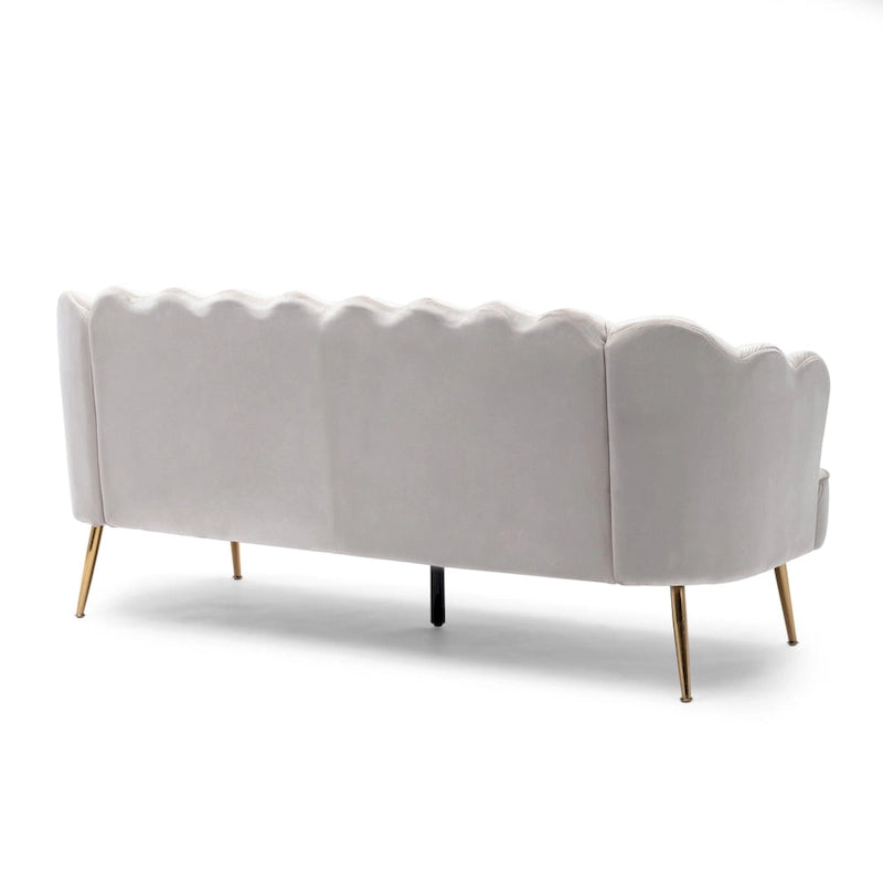 Reitz Glam Velvet Shell 3 Seater Sofa by Christopher Knight Home - 76.25 L x 29.25 W x 33.50 H