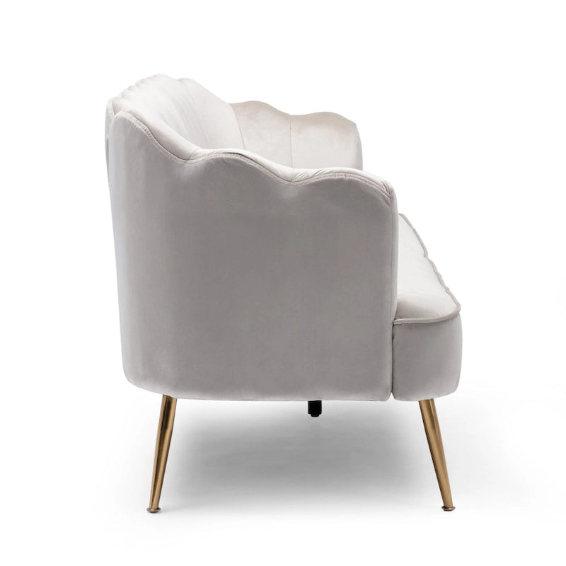 Reitz Glam Velvet Shell 3 Seater Sofa by Christopher Knight Home - 76.25 L x 29.25 W x 33.50 H