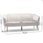 Reitz Glam Velvet Shell 3 Seater Sofa by Christopher Knight Home - 76.25 L x 29.25 W x 33.50 H