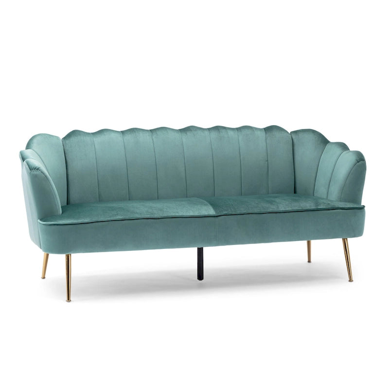 Reitz Glam Velvet Shell 3 Seater Sofa by Christopher Knight Home - 76.25 L x 29.25 W x 33.50 H