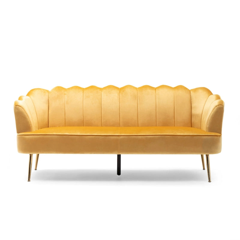 Reitz Glam Velvet Shell 3 Seater Sofa by Christopher Knight Home - 76.25 L x 29.25 W x 33.50 H